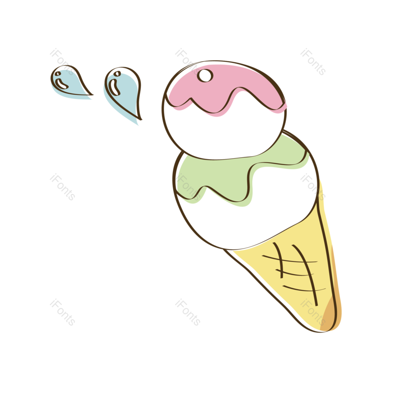 儿童节图片,手绘装饰元素,韩国插画PNG,雪糕免抠素材